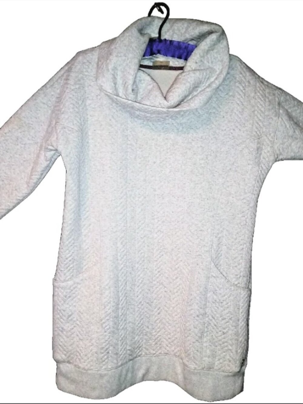 Shambhala Knit Tunic Sweater Cowl Neck Light Heather Gray Large